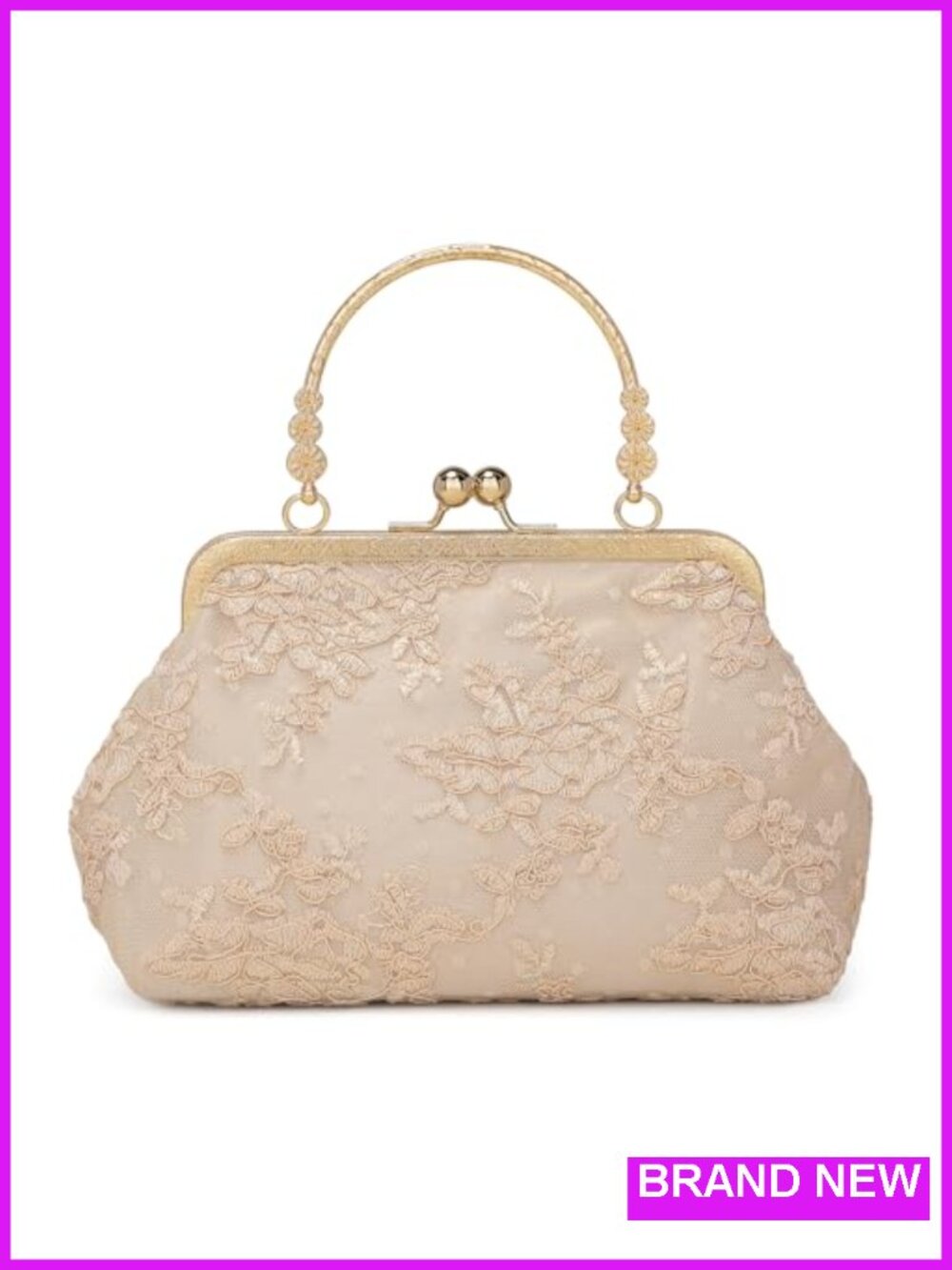 Vintage Lace Floral Clutch Purse Evening Bag for Women with Chain